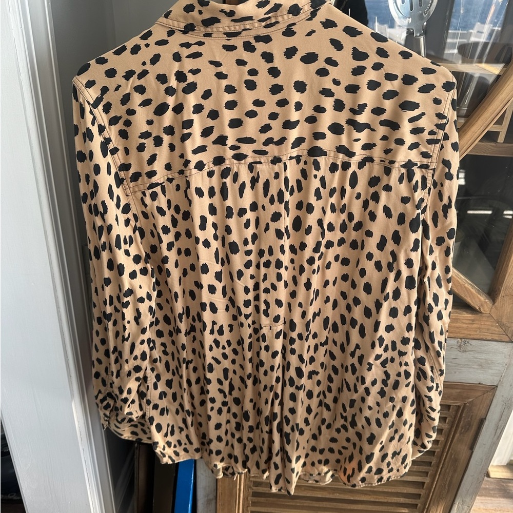 Leopard Print Soft Button Down Top - image 2